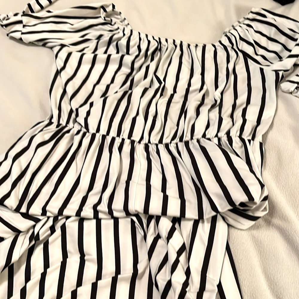 VIBE Black & White Stripped Jumpsuit